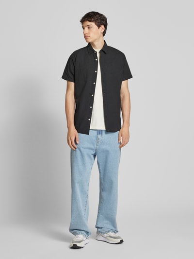 Jack & Jones Koszula casualowa o kroju slim fit z rękawem o dł. 1/2 model ‘BREEZE’ Czarny 1