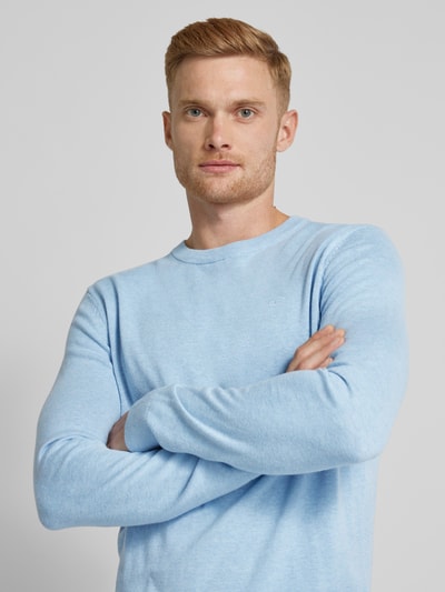 Tom Tailor Gebreide pullover met labelstitching, model 'BASIC' Lichtblauw - 3