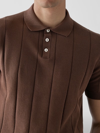 Lardini Poloshirt in Ripp-Optik Haselnuss Braun 6
