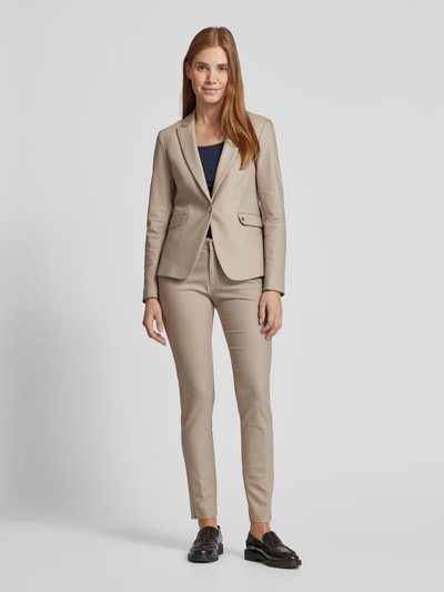 MOS MOSH Slim fit stoffen broek met steekzakken, model 'Abbey Night' Taupe - 1