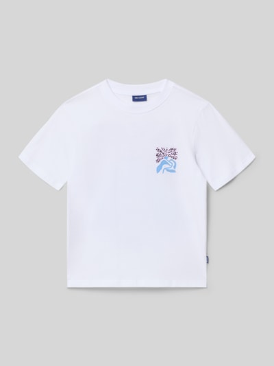 Produktfoto, dziecięcy t-shirt Relaxed Fit T-Shirt aus reiner Baumwolle Modell 'MEMPHIS' von Only & Sons, efekt: jednolity kolor, nadruk z motywem, okrągły dekolt, krótki rękaw, proste wykończenie rękawów, dżersej, czysta bawełna