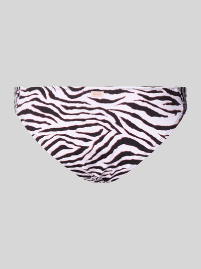 Produktfoto, Bikini-Slip im Allover-Look Modell 'RENA WILDJUNGLE' von Banana Moon, weiß-schwarzes Zebramuster, glatte Textur, Stretch-Material