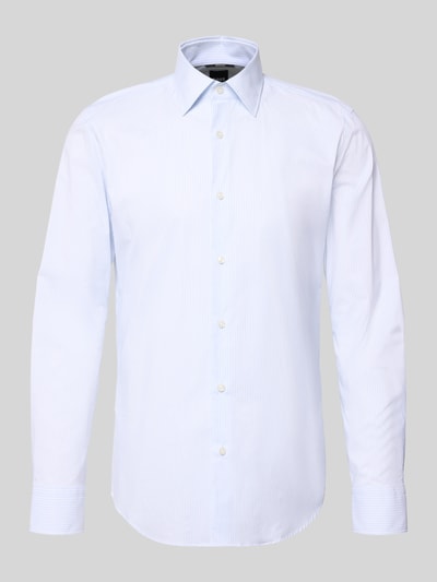 Produktfoto, Slim Fit Businesshemd mit Kentkragen Modell 'P-HANK-K' von BOSS in Two-Tone-Optik, gestreift, Popeline, durchgehende Knopfleiste