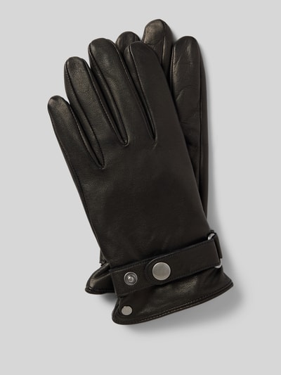 Roeckl Handschuhe aus Leder mit Ziernähten Black 1