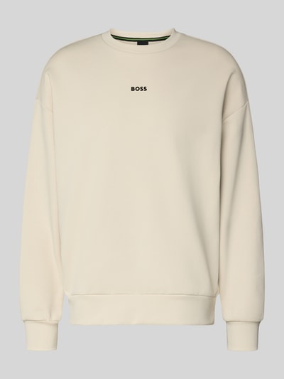 Produktfoto, Regular Fit Bluza z bawełnianej mieszanki Model 'STENSON' od BOSS Green, efekt: jednolity kolor, napis z logo, okrągły dekolt, długi rękaw, elastyczne wykończenia, dzianina dresowa ze stretchem.