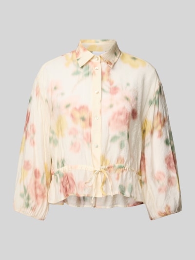 Jake*s Collection Bluse aus Viskose-Mix mit Bindegürtel und 3/4-Arm Ecru 2
