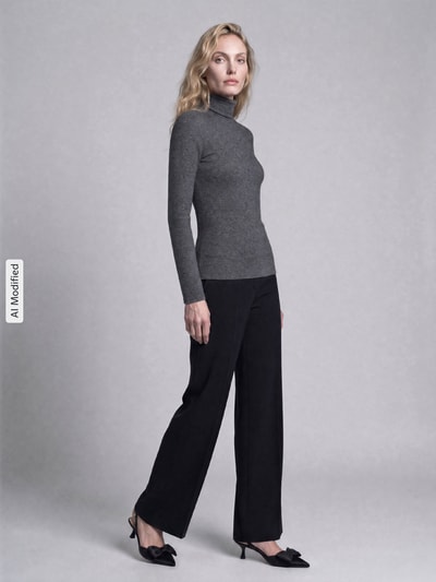 Weekend Max Mara Slim Fit Langarmshirt aus Viskose-Mix Modell 'MULTIF' Anthrazit 1