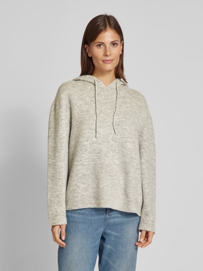 Marc O'Polo Oversized Hoodie aus Schurwoll-Mix mit kompaktem Maschenbild Hellgrau Melange 4