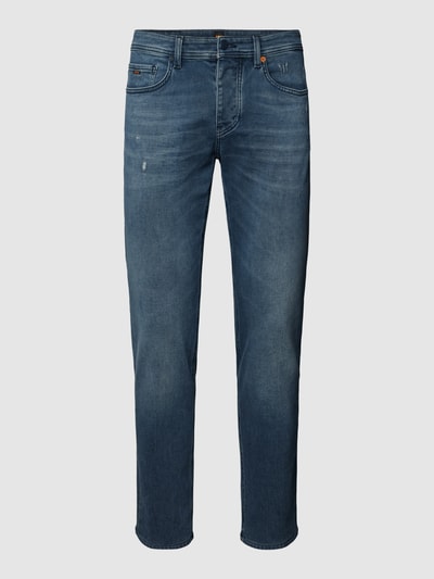 BOSS Orange Tapered Fit Jeans im Used-Look Modell 'Taber' Jeansblau Melange 2