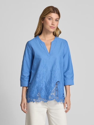 ETERNA Regular fit blouse met motiefstitching Blauw - 4