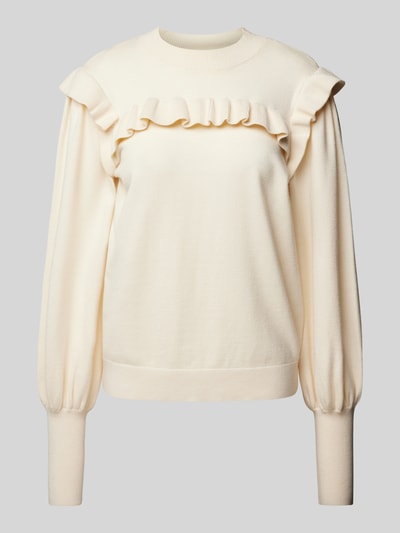 YAS Gebreide pullover met ruches, model 'JUM' Ecru - 2