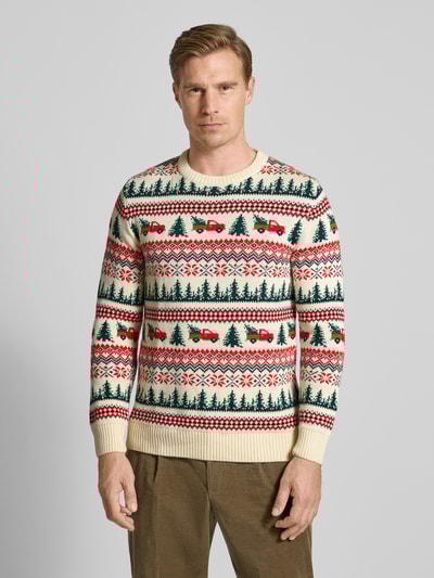Lindbergh Strickpullover im Allover-Look Modell 'Winter village' Offwhite 4