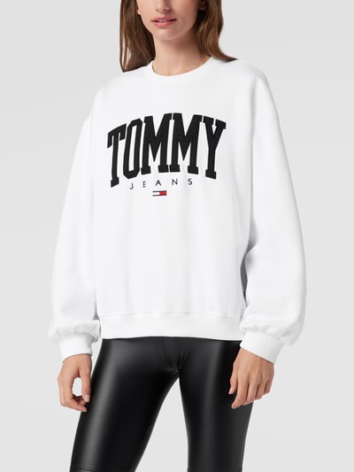 Tommy Jeans Sweatshirt met labelstitching, model 'Collegiate' Wit - 4