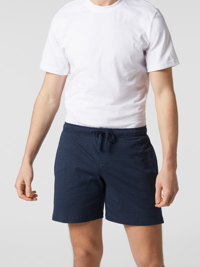 Schiesser Sweatshorts mit Karomuster Modell 'Boxer' Dunkelblau 1