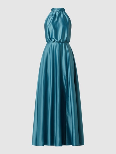 Swing Abendkleid aus Satin mit Neckholder  Petrol 2