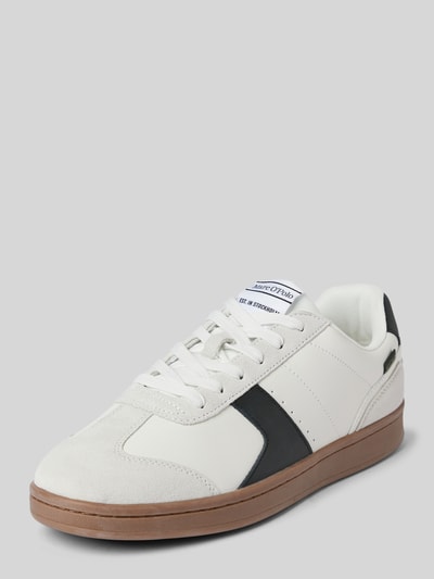 Marc O'Polo Ledersneaker mit Kontrastbesatz Modell 'Vincenzo' Weiss 1