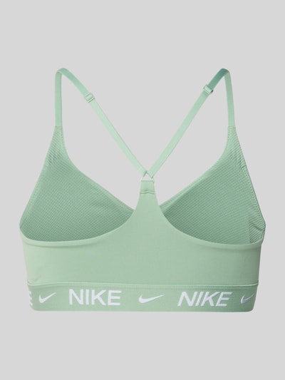 Produktfoto, hellgrüner Slim Fit Sport-BH mit Logo-Print Modell 'Indy' von NIKE TRAINING aus Elastischer-Material-Mix, glatte Textur