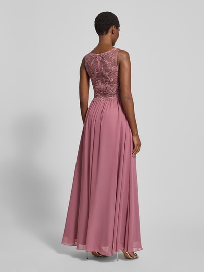 Laona Abendkleid mit Ziersteinen und floralen Stickereien Altrosa 5