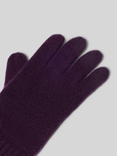 Produktfoto, Handschuhe aus reinem Kaschmir von Seeberger, damskie rękawiczki z czystego kaszmiru, fioletowe, dzianinowa faktura, elastyczny ściągacz