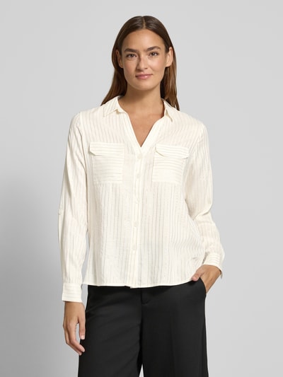 Vero Moda Bluzka koszulowa o kroju regular fit z mieszanki wiskozy model ‘BUMPY’ Biały 4