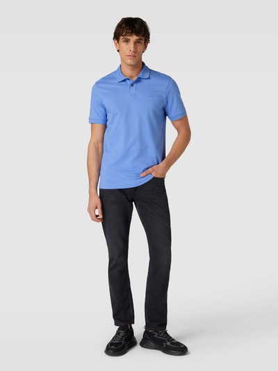 BOSS Orange Slim Fit Poloshirt in unifarbenem Design Flieder 1