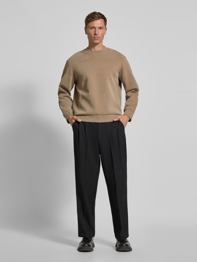 Emporio Armani Sweatshirt mit Strukturmuster Taupe 1