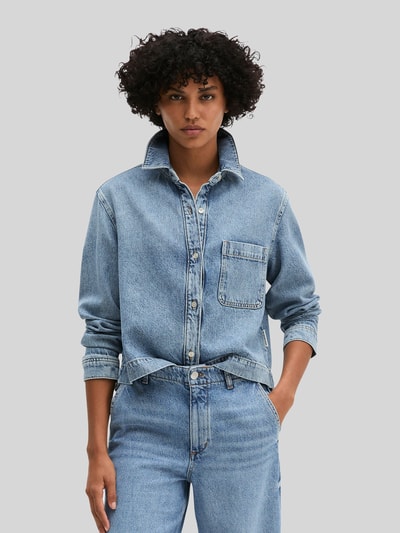 Marc O'Polo Relaxed Fit Jeansbluse mit Leinen-Anteil Ocean Melange 4