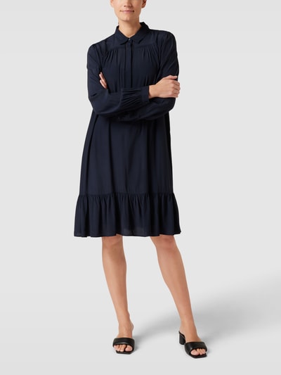 Esprit Collection Knielanges Kleid mit Volantsaum Marine 1