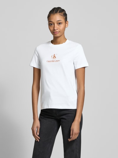 Calvin Klein Jeans T-shirt z nadrukiem z logo model ‘SHADOW GRAPHIC’ Biały 4