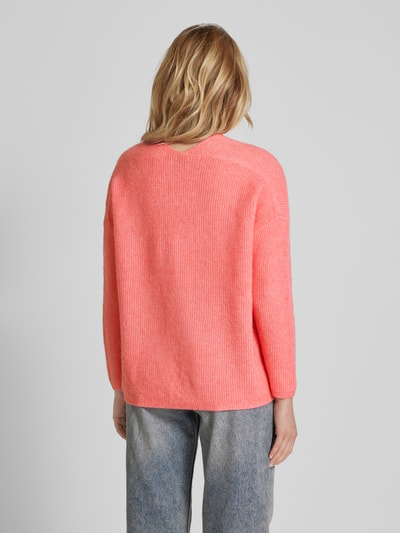 MOS MOSH Oversized Strickpullover mit V-Ausschnitt Modell 'THORA' Pink 5