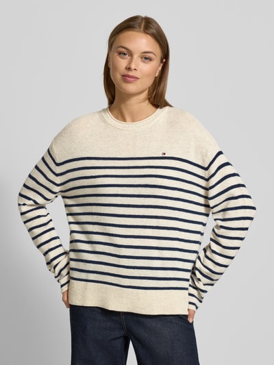 Tommy Hilfiger Regular fit gebreide pullover van pure wol Zand - 4