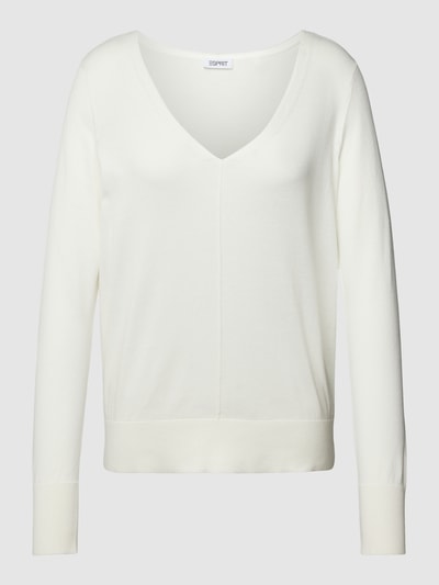 Esprit Gebreide pullover met V-hals Offwhite - 2