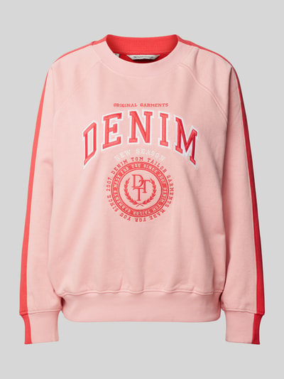 Tom Tailor Denim Sweatshirt in two-tone-stijl met labelstitching Roze - 2