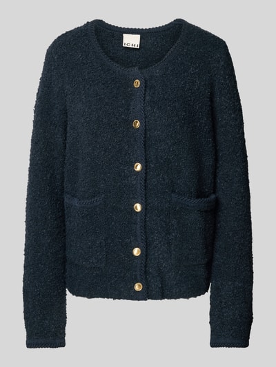 ICHI Gebreid jack met ronde hals, model 'VALMAI' Marineblauw - 2