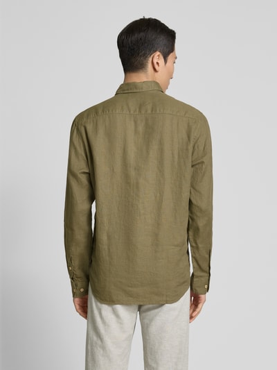 Marc O'Polo Regular fit linnen overhemd met opgestikte borstzak  Olijfgroen - 5