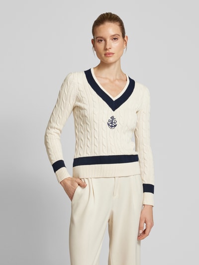 Lauren Ralph Lauren Strickpullover mit gerippten Abschlüssen Beige 4