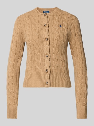 Polo Ralph Lauren Strickjacke aus Wolle-Kaschmir-Mix mit Zopfmuster Camel 2
