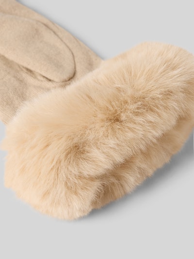 EEM Slim Fit Handschuhe aus Woll-Mix mit Kunstfellbesatz Sand 2