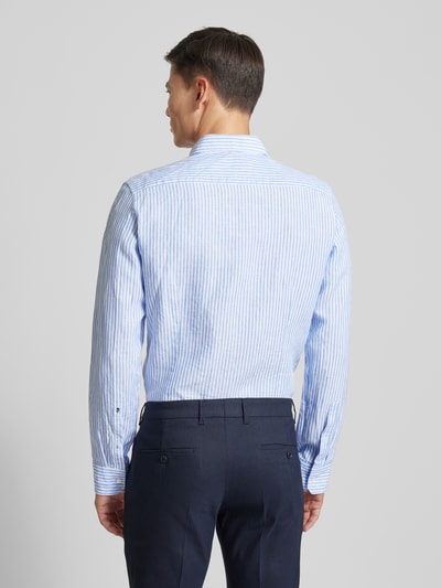 SEIDENSTICKER Slim fit zakelijk overhemd van linnen met streepmotief Bleu - 5