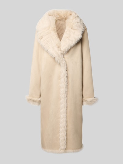 PETITE M. Keerbare lange jas met imitatiebont Ecru - 2