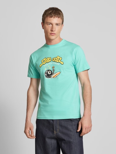 SANTA CRUZ T-shirt met labelprint, model 'WINKOWSKI' Turquoise - 4