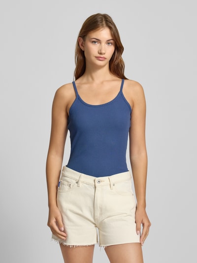Marc O'Polo DENIM Top na ramiączkach z prążkowaniem i detalem z logo Szaroniebieski 4