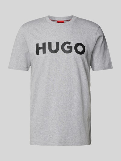 HUGO T-Shirt mit Label-Print Modell 'DULIVIO' Hellgrau 2