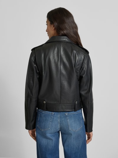 BOSS Orange Regular Fit Lederjacke aus genarbten Rindsleder Black 5