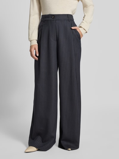 Essentiel Antwerp Wide leg bandplooibroek met viscose, model 'INVEST' Marineblauw - 4