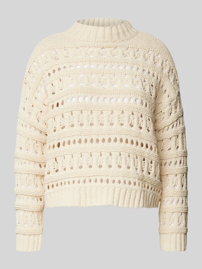 Only Pullover mit Lochmuster Modell 'LEAH' Offwhite Melange 2