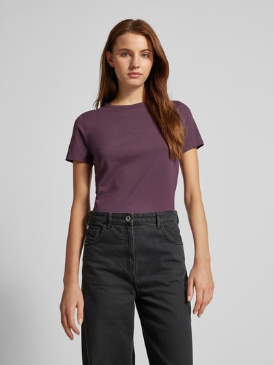 BOSS Orange T-shirt met labeldetail Aubergine - 4