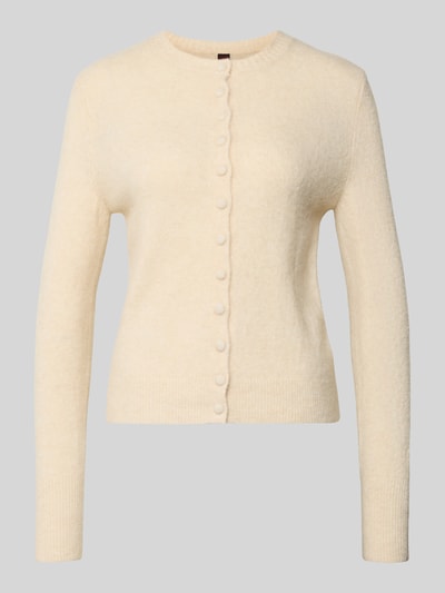 Stefanel Strickjacke aus Woll-Mix mit Rundhalsausschnitt Offwhite 2