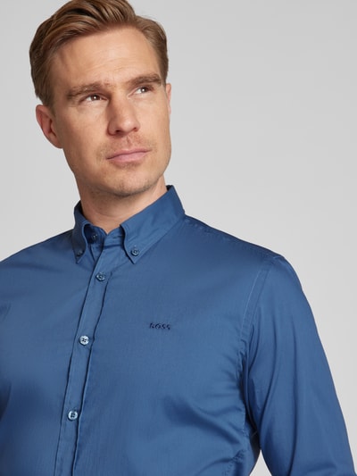 BOSS Slim fit zakelijk overhemd met kentkraag, model 'Roan' Jeansblauw - 3