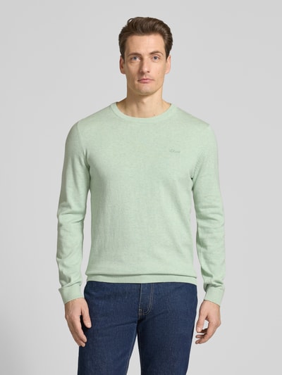 s.Oliver RED LABEL Regular Fit sweter z czystej bawełny Limonkowy melanż 4
